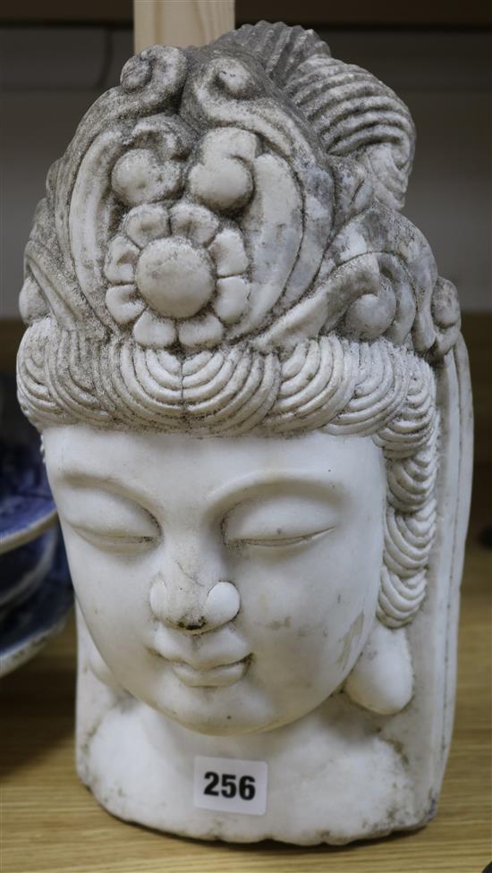 A Chinese marble head of Guanyin 33cm